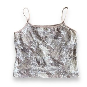 Vintage Y2K Jennifer Moore Tan Beige Floral Cropped Tank Top Women’s Size Large